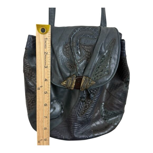 Sharif Exotic Leather Crossbody Handbag Reptile Bag Made in USA Navy Blue - Picture 2 of 14